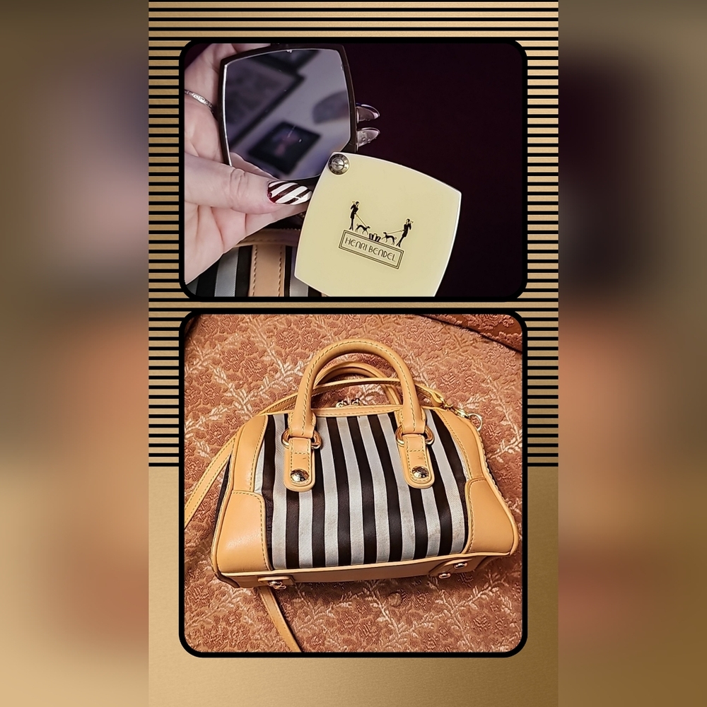Henri Bendel Centennial Barrel Two-Way Satchel w/ Mirror